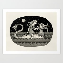 She Traveled By Sea Dragon Art Print