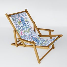 Colorful Coastal Chinoiserie  Sling Chair