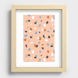 Terrazzo flooring pattern with colorful marble rocks Recessed Framed Print