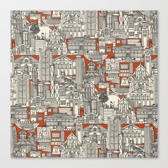 Hong Kong toile de jouy Canvas Print