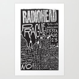 Radiohead Prague Poster Chalk Art Print