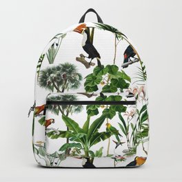 A Colorful Jungle Theme Pattern Backpack | Flowers, Colorful, Bird, Parrot, Hummingbird, Tropical, Toucan, Tree, Graphicdesign, Jungle 