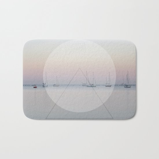 Calm Sea Sail Boats Geometric Nature Art Bath Mat