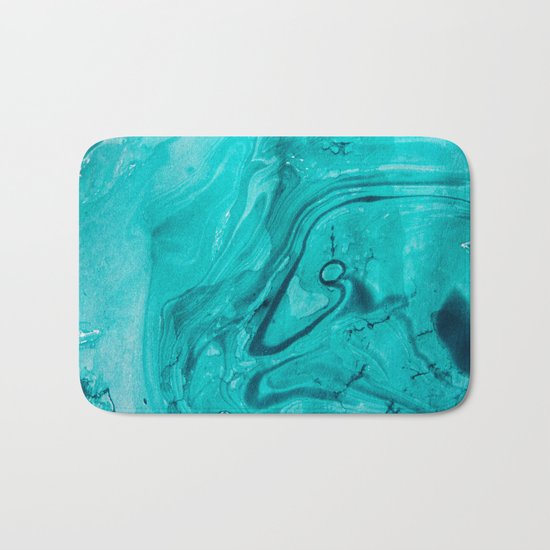 Watercolors teal Bath Mat