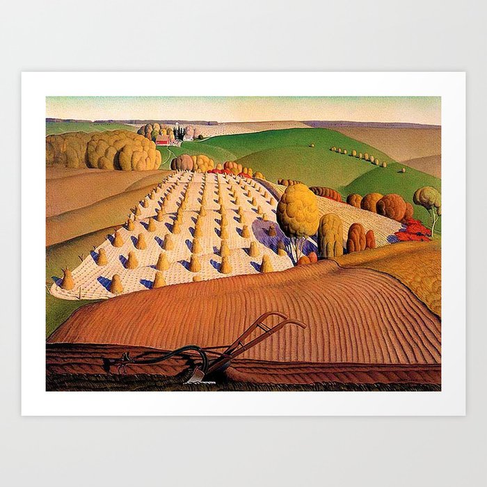 Classical Masterpiece 'fall Plowing' By Grant Wood Art Print by Jeanpaul Ferro - X-Small