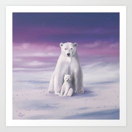 Polar Bear & her Cub Art Print