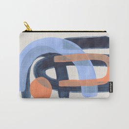 Midcentury Modern Minimalist Funky Cool Tribal Pattern Paynes Grey Pastel Blue Tan Shapes by Ejaaz Haniff Carry-All Pouch | Tribal, Acrylic, Painting, Funky, Minimalist, Byejaazhaniff, Paynesgrey, Curated, Cool, Tanshapes 