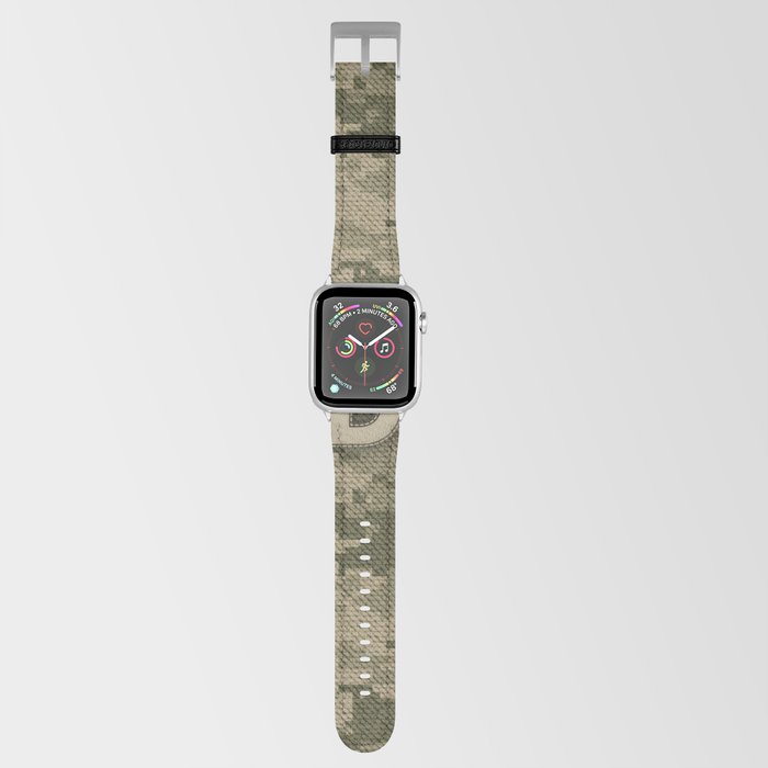 Personalized D Letter on Green Military Camouflage Army Design, Veterans Day Gift / Valentine Gift / Military Anniversary Gift / Army Birthday Gift  Apple Watch Band