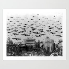 Composite Photo Showing Many Planes Over Portland Oregon - 1920 Art Print