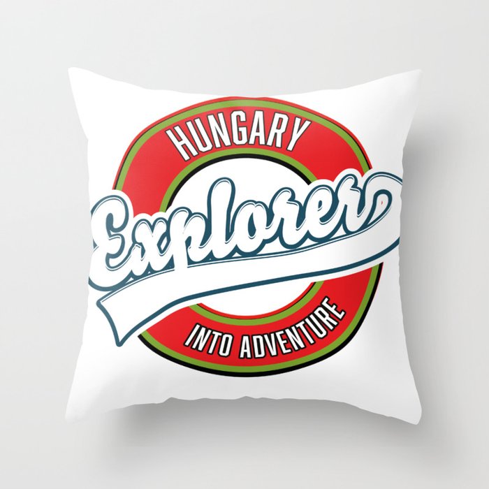 Hungary explorer into adventure logo. Throw Pillow
