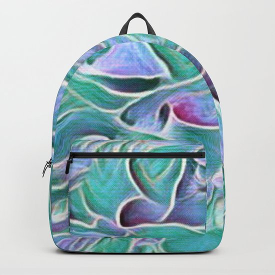 Flowing Soft Petal Abstract - Blue - Green Backpack
