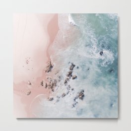 Sea Bliss - Aerial Pink Beach Print - Aerial Ocean - Travel photography by Ingrid Beddoes Metal Print
