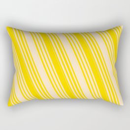 [ Thumbnail: Bisque & Yellow Colored Lined/Striped Pattern Rectangular Pillow ]