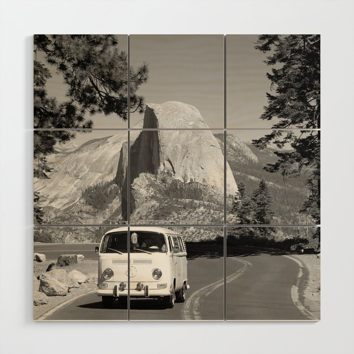 Yosemite Vanlife (Black & White) Series Wood Wall Art