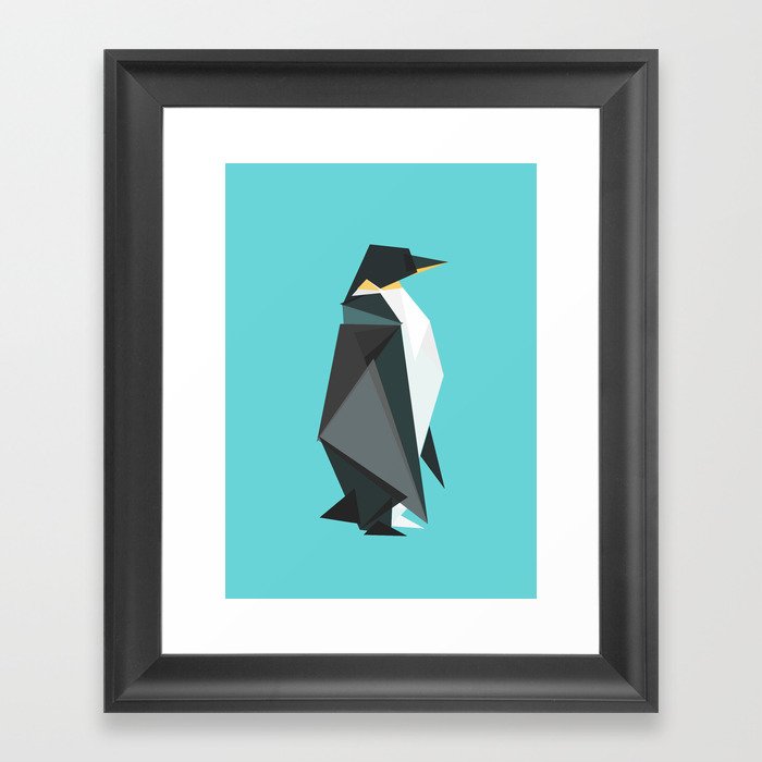 Fractal geometric emperor penguin Framed Art Print