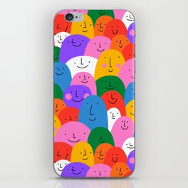 Diverse colorful people crowd pattern illustration iPhone Skin