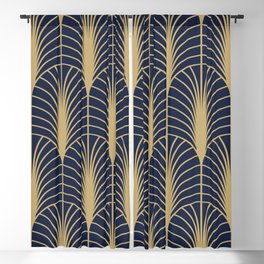 Arches in Navy and Gold Blackout Curtain