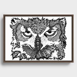 Disinterested Owl | Animal Zentangle Design | Hand-Drawn Owl Doodle | Unique Art Framed Canvas