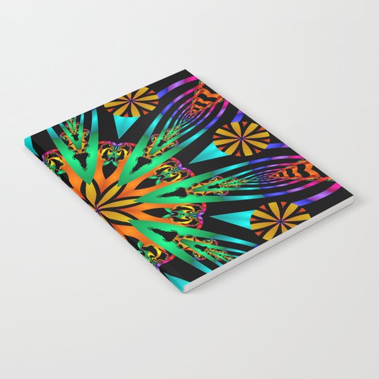 Colourful fantasy flower with tribal patterns Notebook