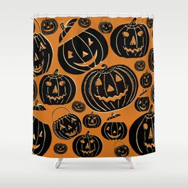 Vintage Jack-o-lanterns, Retro Halloween background,  Shower Curtain