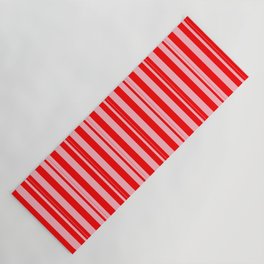 [ Thumbnail: Light Pink & Red Colored Lines Pattern Yoga Mat ]