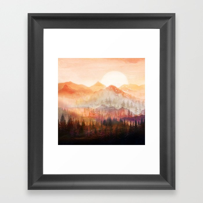 Forest Shrouded in Morning Mist Framed Art Print