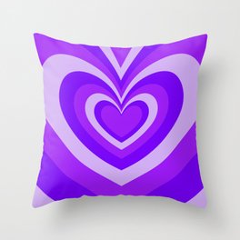 purple mauve psychedelic hearts Throw Pillow