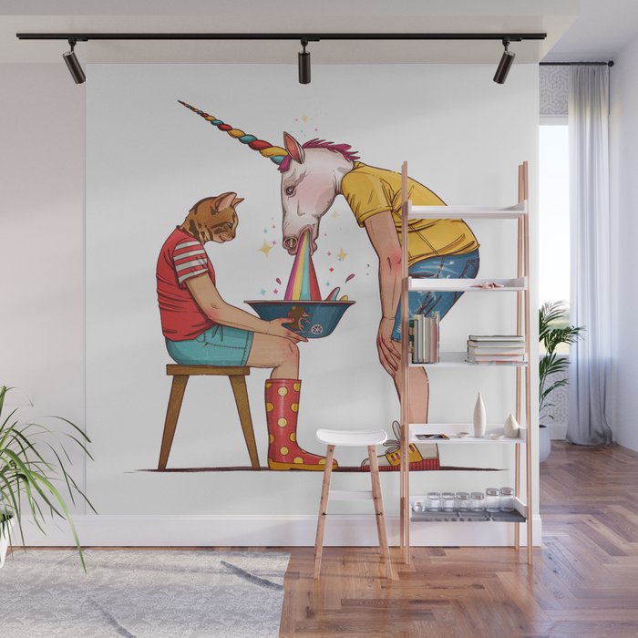 Unicorn and the cat Wall Mural
