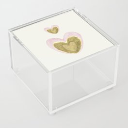 Gentle pink happiness. Two golden hearts. Acrylic Box