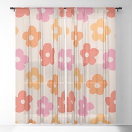 Retro 60s 70s Flowers Pattern #pattern #vintage Sheer Curtain