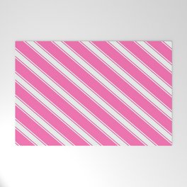 [ Thumbnail: Hot Pink and Mint Cream Colored Striped/Lined Pattern Welcome Mat ]
