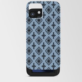 Pale Blue and Black Native American Tribal Pattern iPhone Card Case