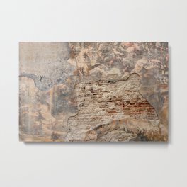 Renaissance Wall Metal Print | Mural, White, Brick, Wall, Destroyed, Photo, Cement, Texture, Damaged, Concrete 