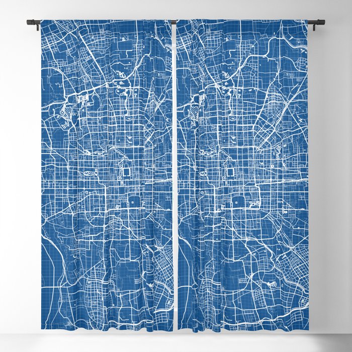 Beijing City Map of China - Blueprint Blackout Curtain