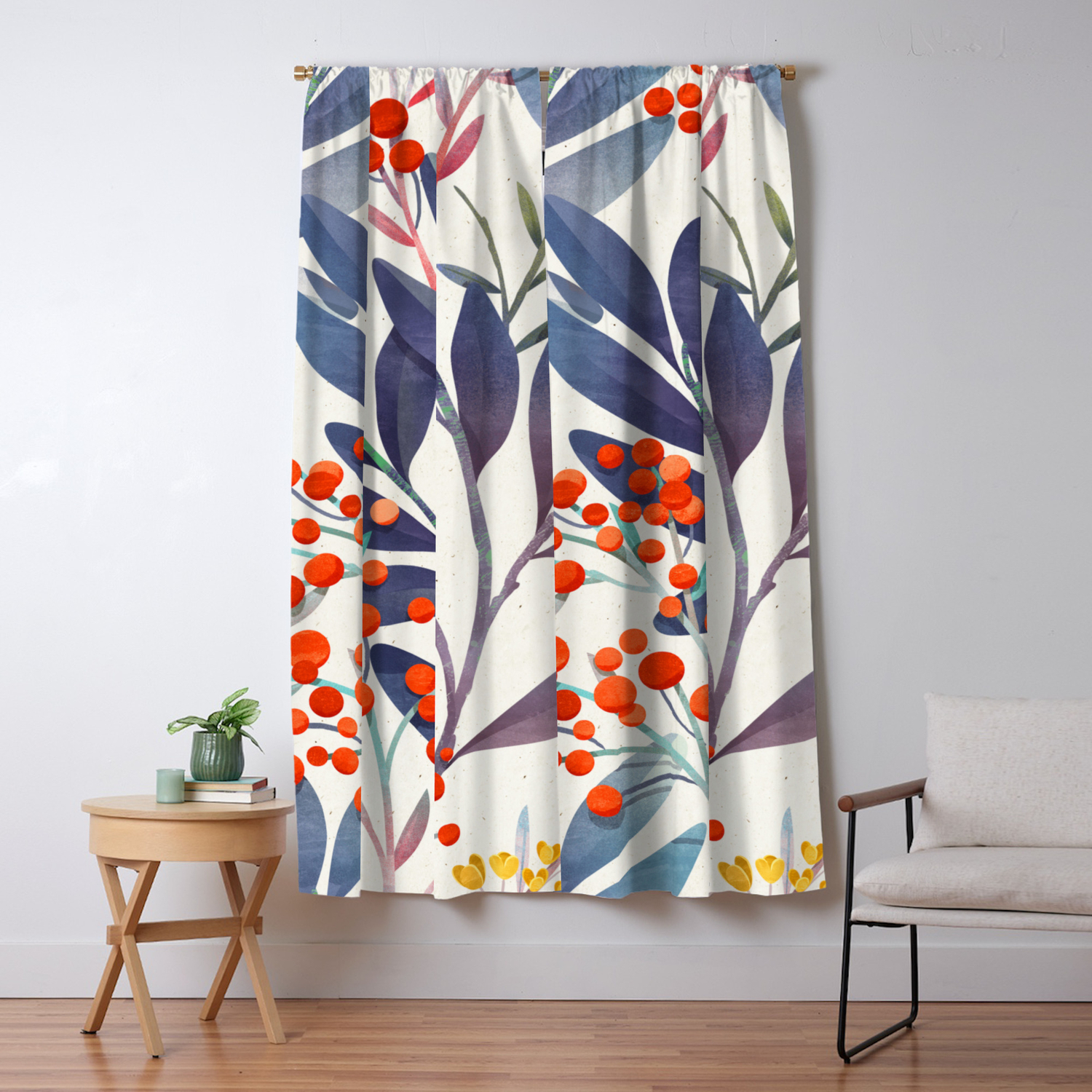 Seamless Beautiful Mystical Pattern Purple Leaves Red Fruits