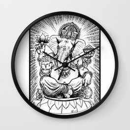 Ganesh: Black Wall Clock