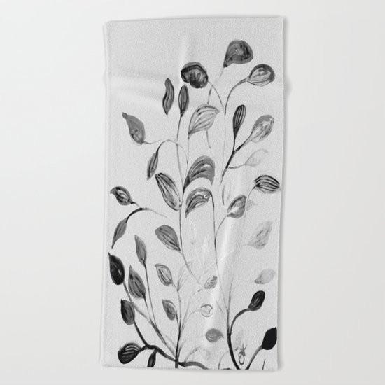 Red and Green Leaves! Romantic Silver Grey! Beach Towel
