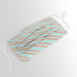 [ Thumbnail: Dark Salmon & Turquoise Colored Lines Pattern Face Mask ]