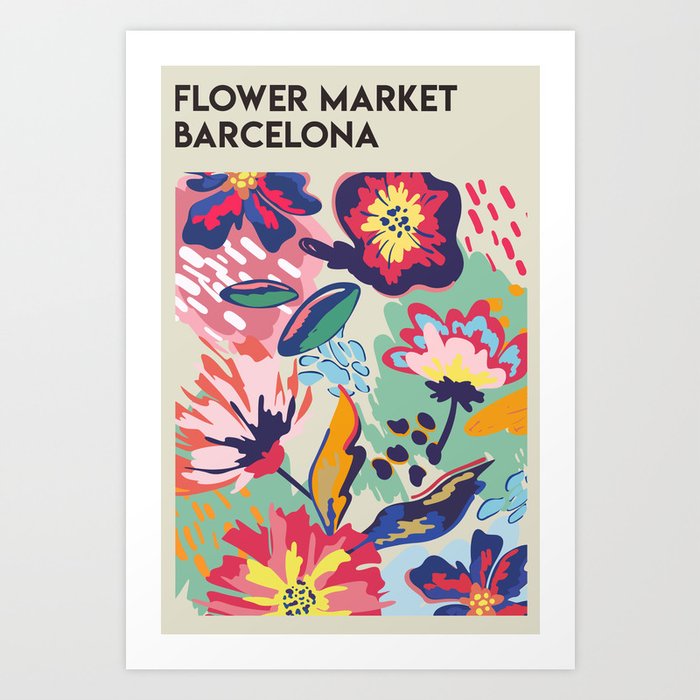 Flower Market Barcelona Art Print