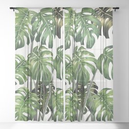 Tropical Monstera  Sheer Curtain