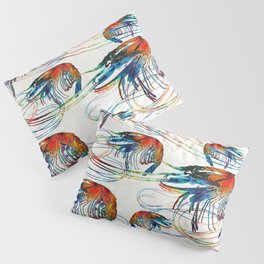 Colorful Shrimp Collage Art by Sharon Cummings Pillow Sham