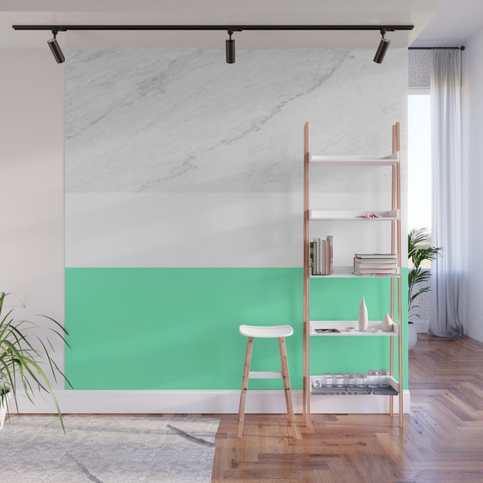 Marble Neon Mint-Green Mural by ARTbyJWP | Society6
