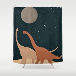 dinosaurs on a night walk  Shower Curtain