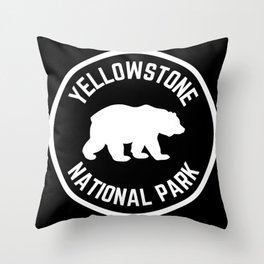 Yellowstone National Park Grizzly Bear Vintage Travel Sign Throw Pillow