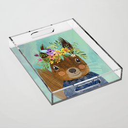 Squirrel with floral crown Acrylic Tray