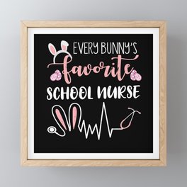 School Nurse Ears Bunny Easter Day Easter Sunday Framed Mini Art Print