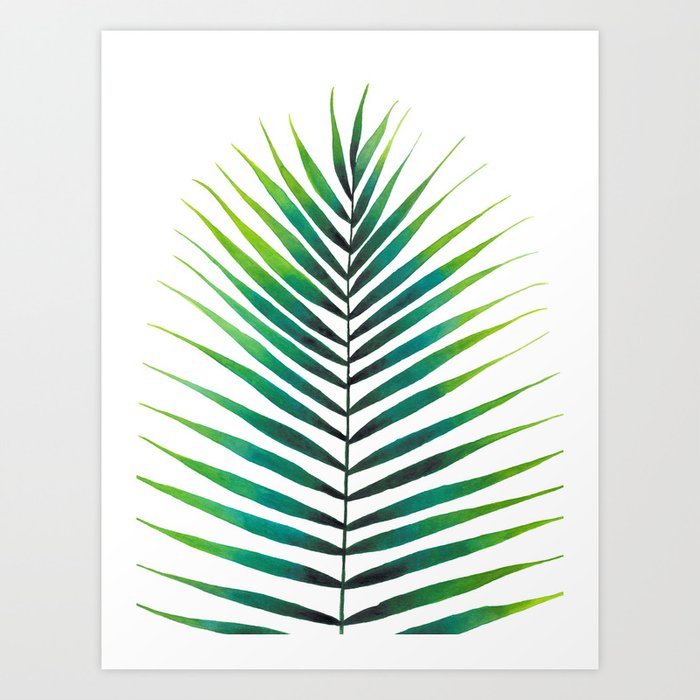 Tropical Palm Leaf 1 Watercolor Painting Art Print By