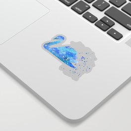 watercolor swan elegant blue painting splatter paint galaxy heart bird swimming Sticker