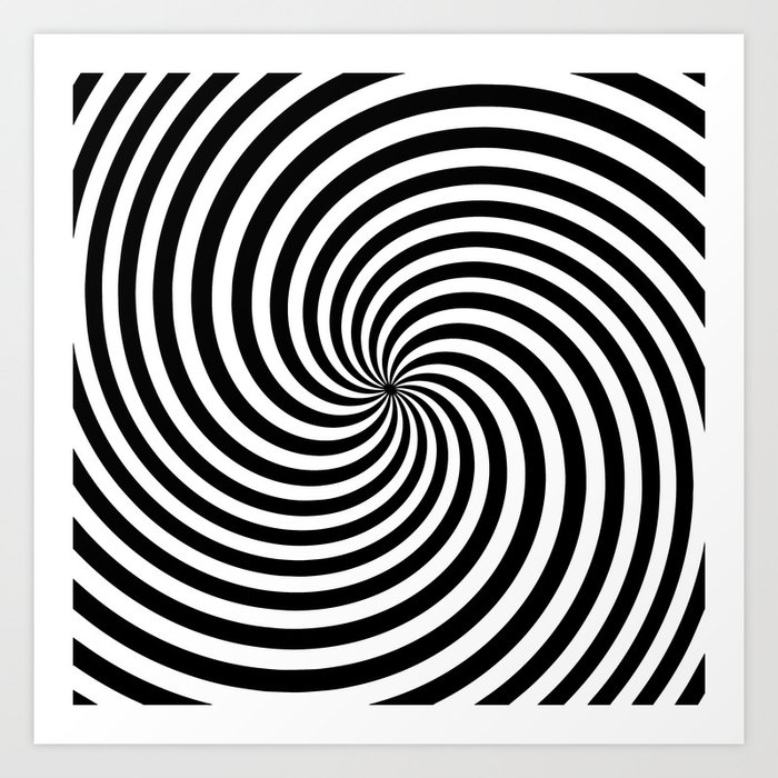Black And White Op Art Spiral Art Print