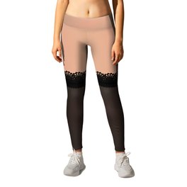 Black Lace thigh high for Light Skin Option 1 Leggings